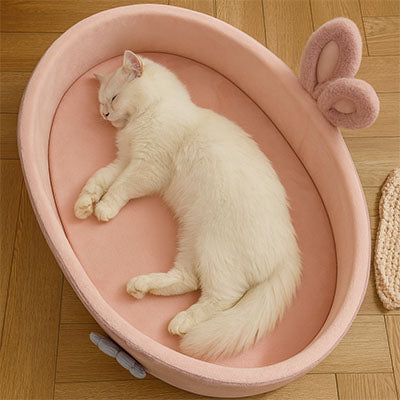 chat qui dort dans son panier chat