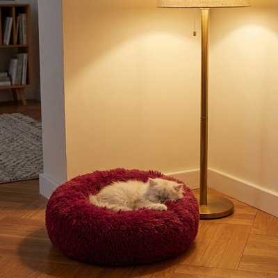 Coussin Chat rouge forme circulaire en donut