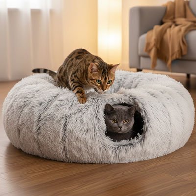 Niche pour chat avec rebords surélevés