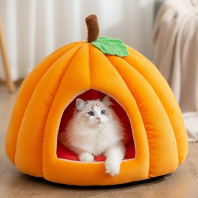 Niche pour chat orange antidérapante