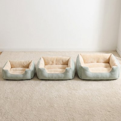 Panier chat vert sauge et beige confort optimal