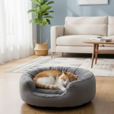 Panier pour chat gris Déhoussable et lavable