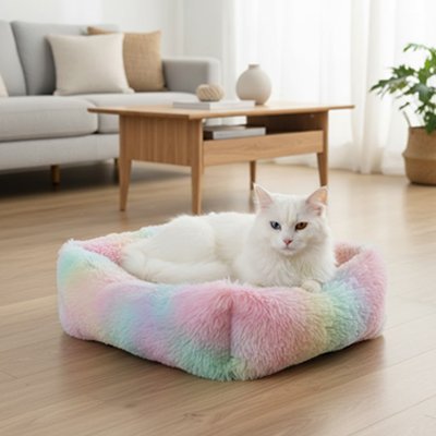 Coussin pour Chat Arc-en-ciel base antidérapante
