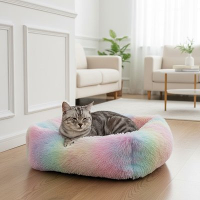 Coussin pour Chat Arc-en-ciel doux