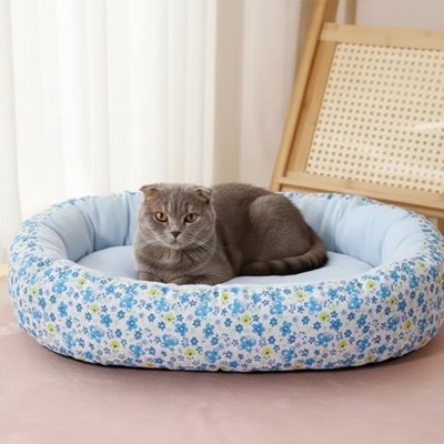 Coussin pour chat bleu fleurit résistant aux griffes