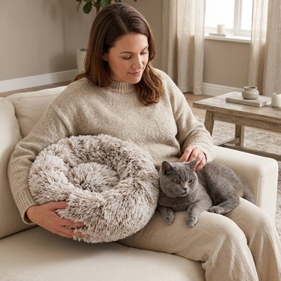 Coussin pour Chat kaki lavable en machine