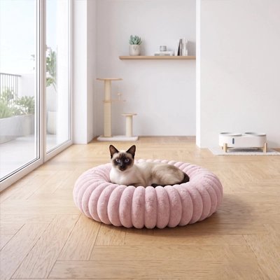 Coussin pour Chat mauve design plissé en segments radiaux