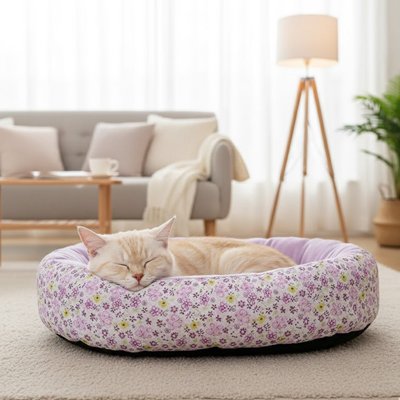 Coussin pour chat mauve fleurit résistant aux griffes