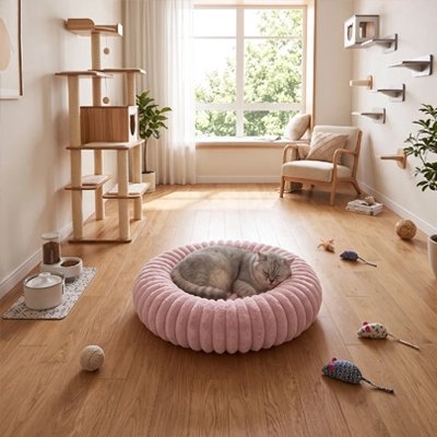 Coussin pour Chat mauve matière rembourrée épaisse