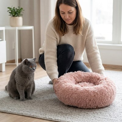 Coussin pour Chat rose confort absolu