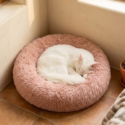 Coussin pour Chat rose rond et enveloppant