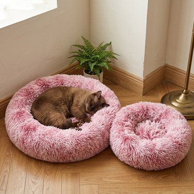 Coussin pour Chat rose ultra doux en fourrure longue