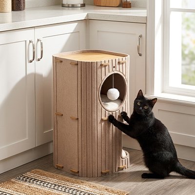 Niche pour  chat avec jouet intégré