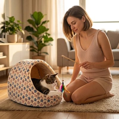 Niche pour Chat beige doux