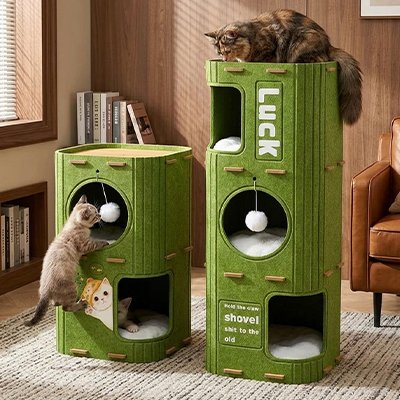 Niche pour chat couleur vert olive