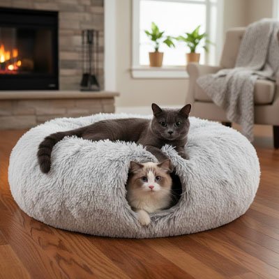 Niche pour chat forme circulaire en donut