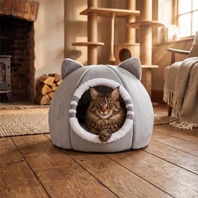 Niche pour Chat gris confortable