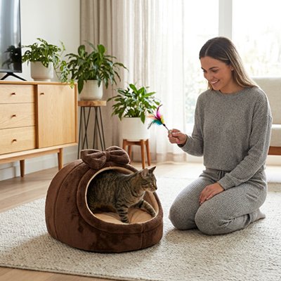 Niche pour Chat marron doux
