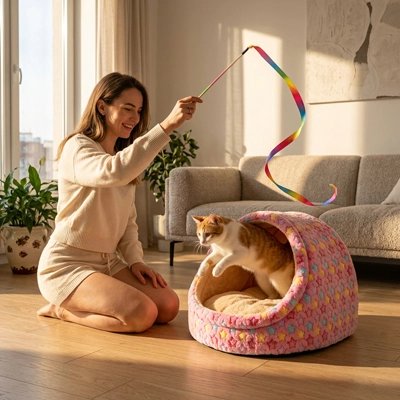 Niche pour Chat rose confortable
