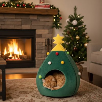 Niche pour Chat sapin vert