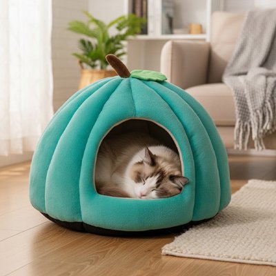 Niche pour chat turquoise stable antidérapante