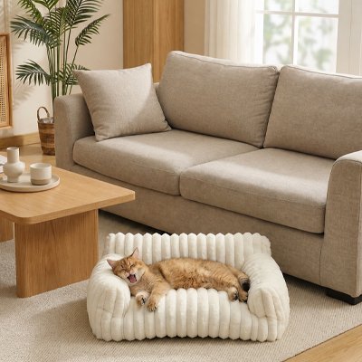 Panier Chat blanc spacieux moelleux épais