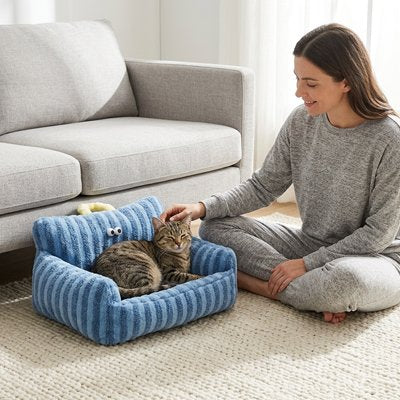 Panier Chat bleu forme de fauteuil