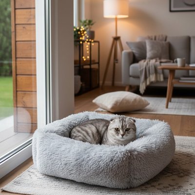 Panier chat gris avec entretien facile