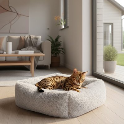 Panier chat gris Forme carrée ergonomique