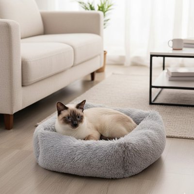 Panier chat gris Intérieur profond et enveloppant