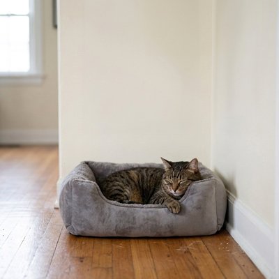 Panier chat gris moelleux