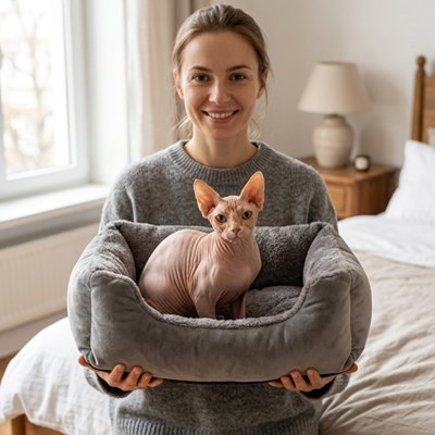 Panier chat gris transport facie