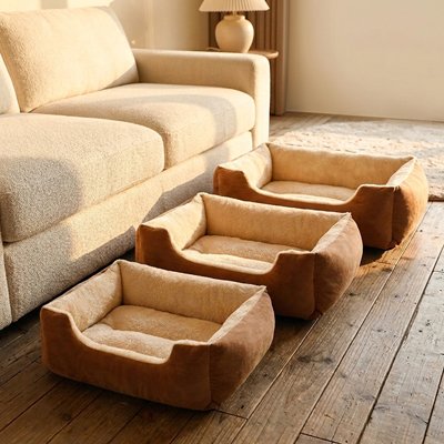 Panier chat marron et beige doux et stable