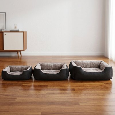 Panier pour chat noir et gris moelleux
