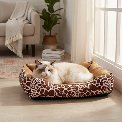 Panier pour Chat peau de giraffe antidérapant