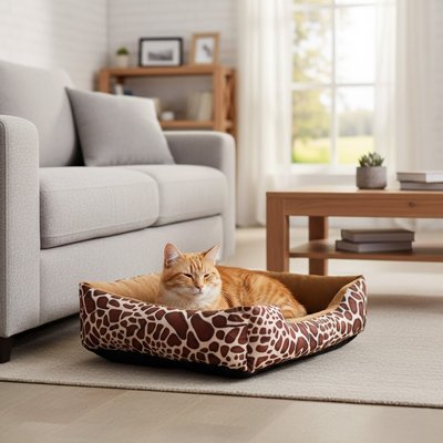 Panier pour Chat peau de giraffe marron et beige