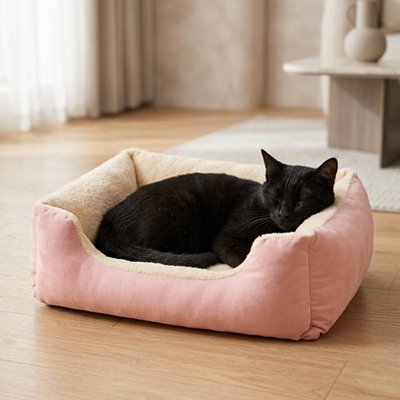 Panier pour chat Rose et beige doux et antidérapant