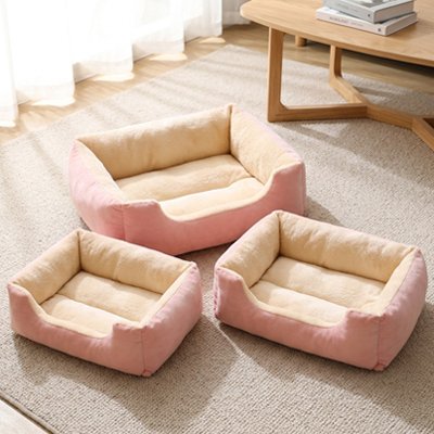 Panier pour chat Rose et beige Tissu moelleux