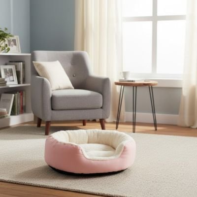 Panier pour chat rose tissu résistant